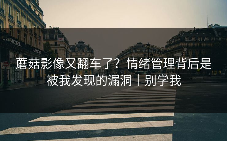 蘑菇影像又翻车了？情绪管理背后是被我发现的漏洞｜别学我