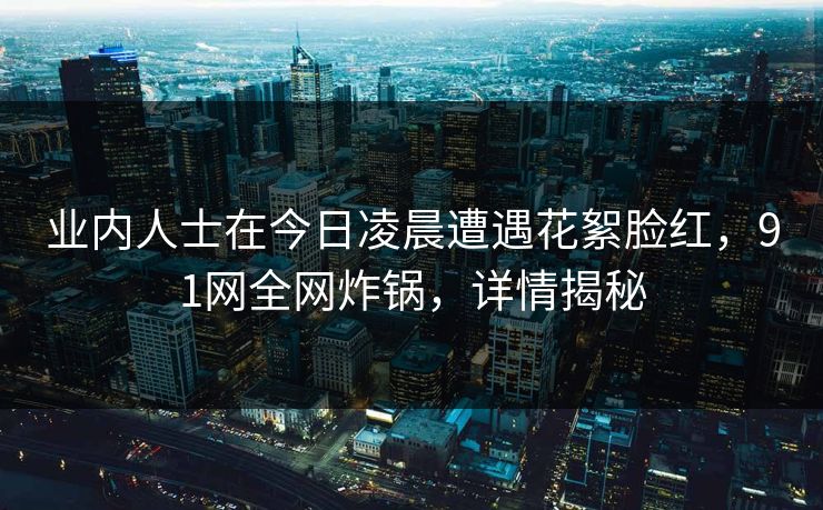 业内人士在今日凌晨遭遇花絮脸红，91网全网炸锅，详情揭秘