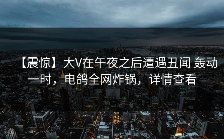 【震惊】大V在午夜之后遭遇丑闻 轰动一时，电鸽全网炸锅，详情查看